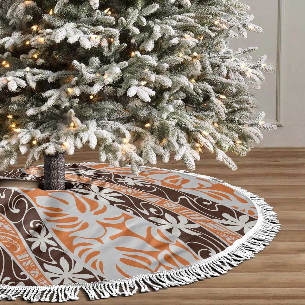 Puatou Tahiti Tiare Monstera Tree Skirt Polynesian Pattern Curve Style - Polynesian Pride