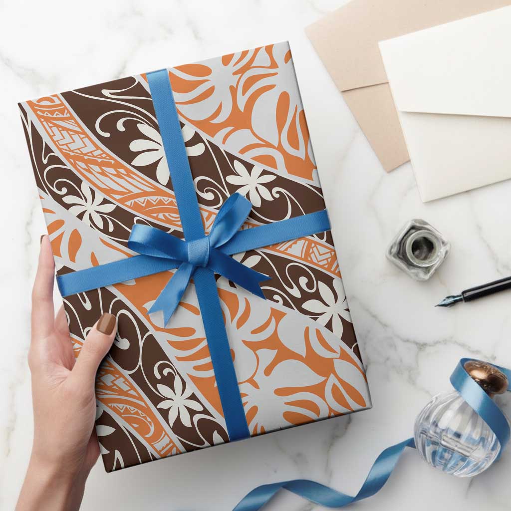 Puatou Tahiti Tiare Monstera Wrapping Paper Polynesian Pattern Curve Style - Polynesian Pride