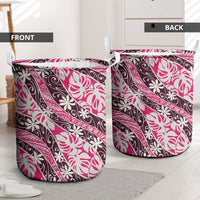Tarona Tahiti Tiare Monstera Laundry Basket Polynesian Pattern Curve Style - Polynesian Pride