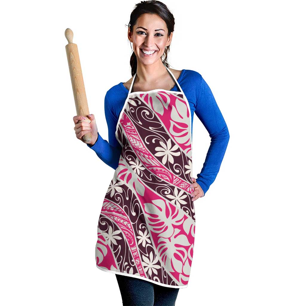 Tarona Tahiti Tiare Monstera Apron Polynesian Pattern Curve Style - Polynesian Pride