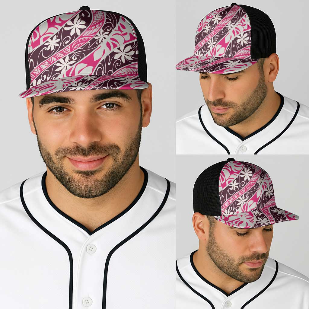 Tarona Tahiti Tiare Monstera Baseball Net Cap Polynesian Pattern Curve Style - Polynesian Pride