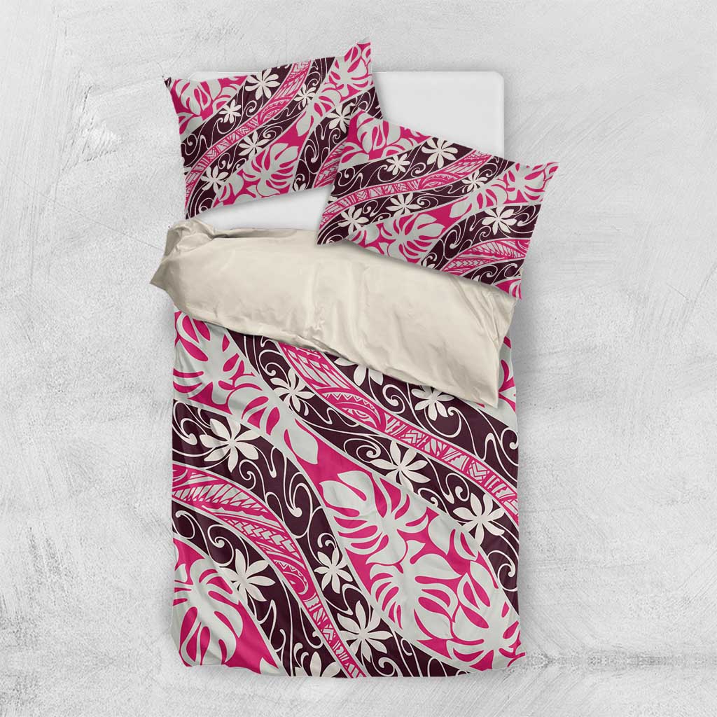 Tarona Tahiti Tiare Monstera Bedding Set Polynesian Pattern Curve Style - Polynesian Pride