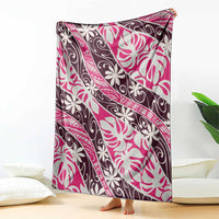 Tarona Tahiti Tiare Monstera Blanket Polynesian Pattern Curve Style - Polynesian Pride
