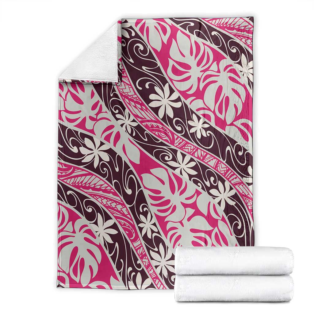 Tarona Tahiti Tiare Monstera Blanket Polynesian Pattern Curve Style - Polynesian Pride