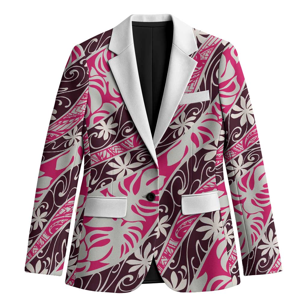 Tarona Tahiti Tiare Monstera Blazer Polynesian Pattern Curve Style - Polynesian Pride