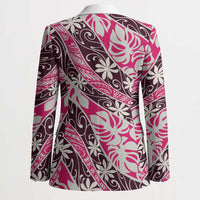 Tarona Tahiti Tiare Monstera Blazer Polynesian Pattern Curve Style - Polynesian Pride