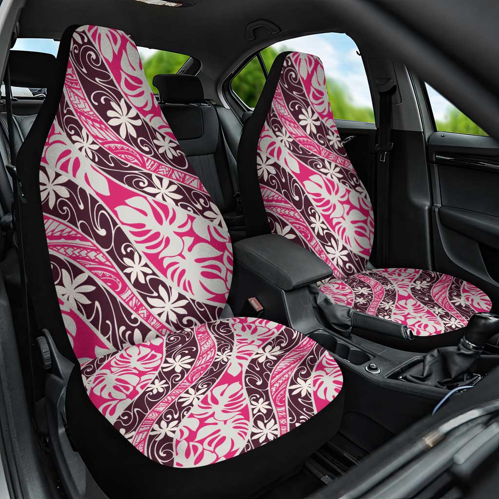 Tarona Tahiti Tiare Monstera Car Seat Cover Polynesian Pattern Curve Style - Polynesian Pride