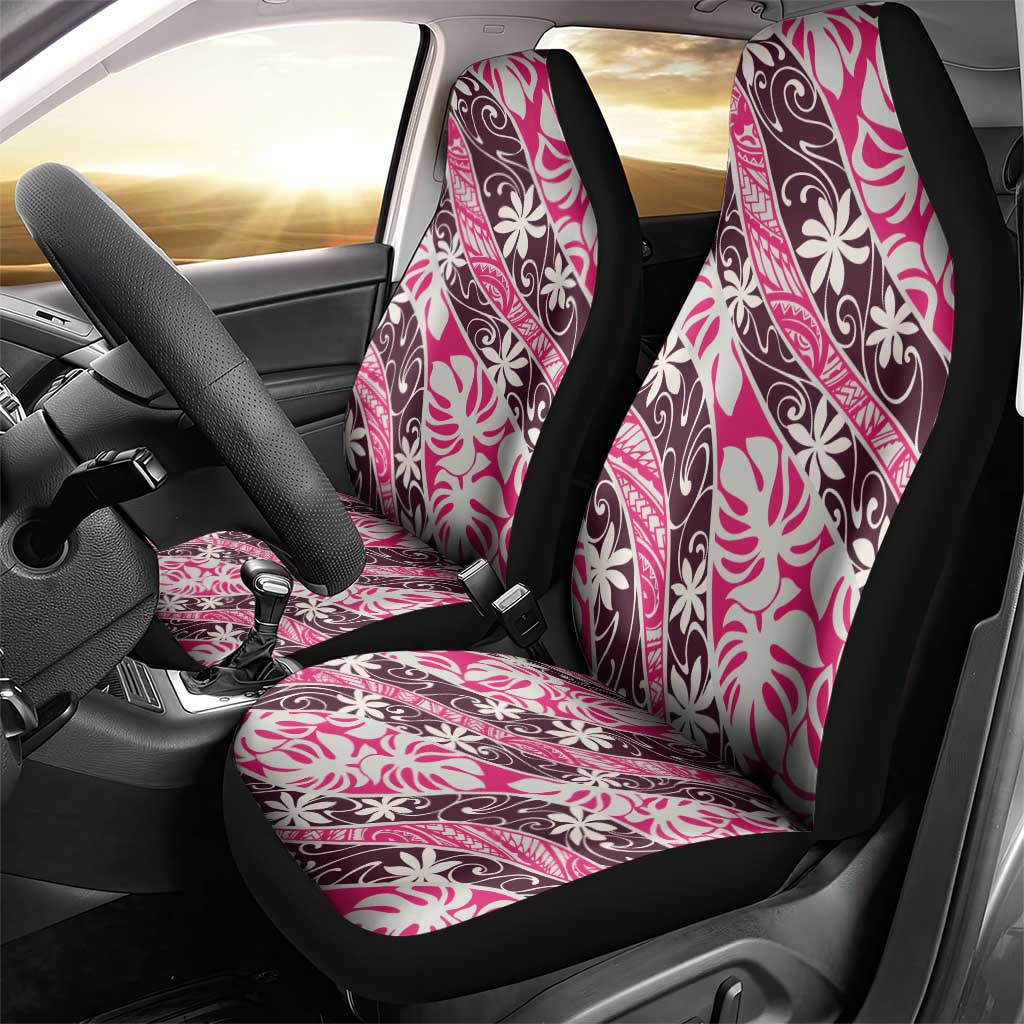 Tarona Tahiti Tiare Monstera Car Seat Cover Polynesian Pattern Curve Style - Polynesian Pride
