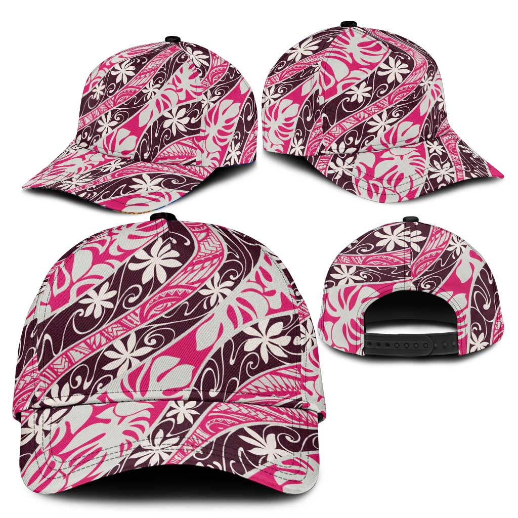 Tarona Tahiti Tiare Monstera Classic Cap Polynesian Pattern Curve Style - Polynesian Pride
