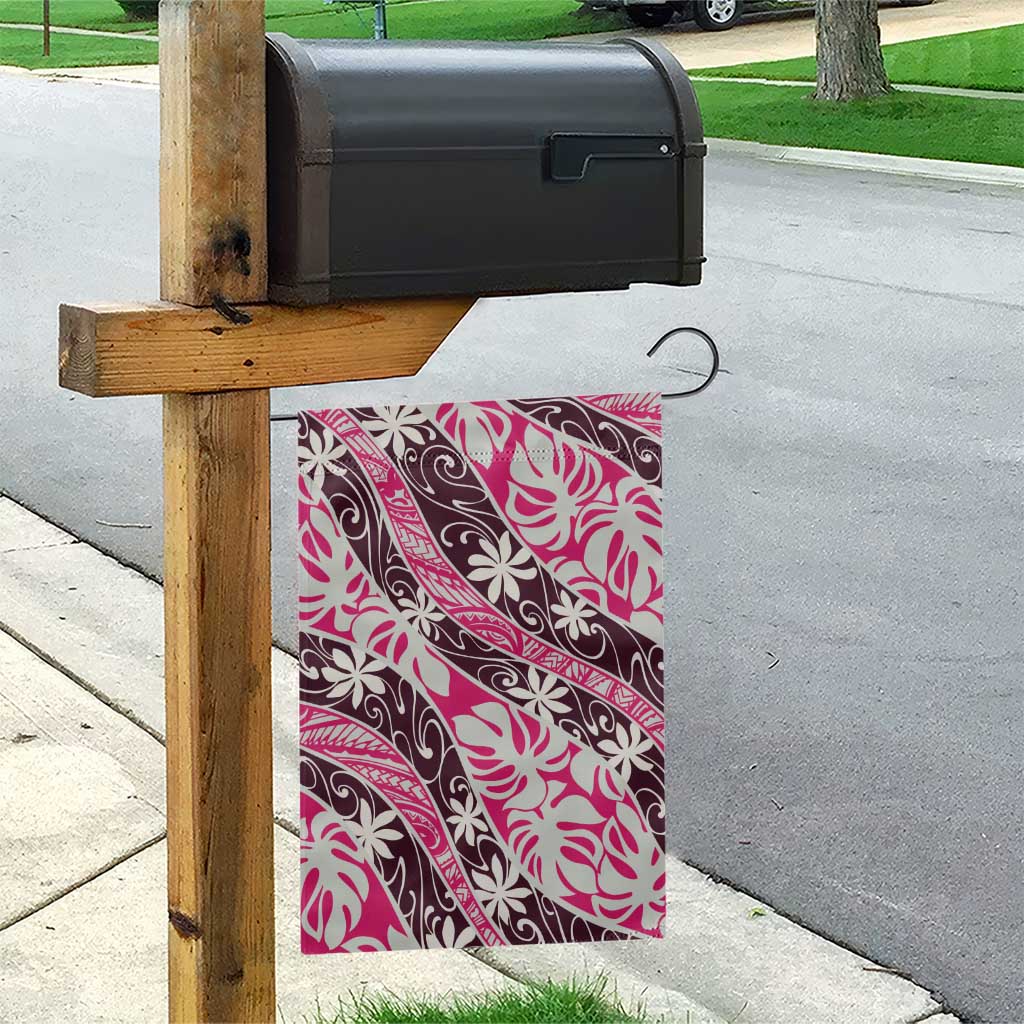 Tarona Tahiti Tiare Monstera Garden Flag Polynesian Pattern Curve Style - Polynesian Pride