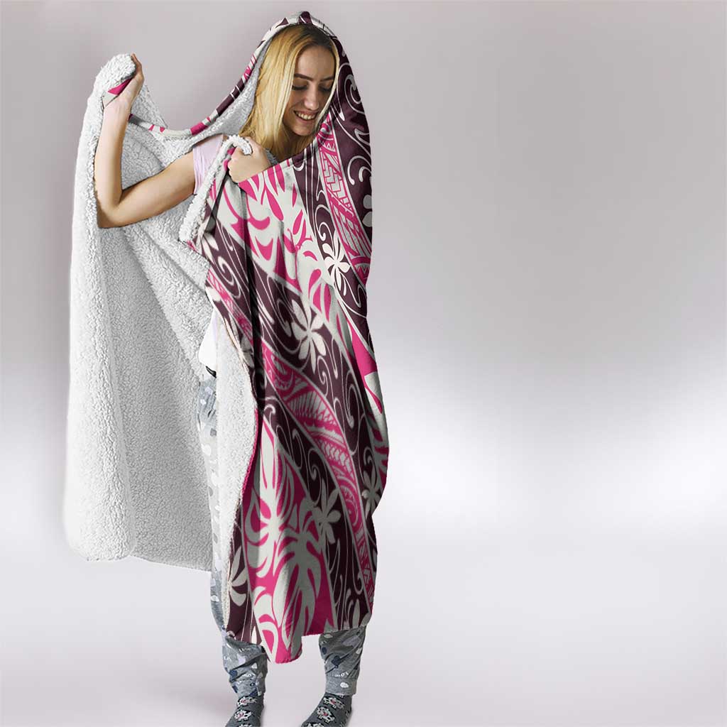 Tarona Tahiti Tiare Monstera Hooded Blanket Polynesian Pattern Curve Style - Polynesian Pride