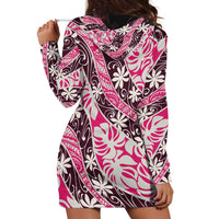 Tarona Tahiti Tiare Monstera Hoodie Dress Polynesian Pattern Curve Style - Polynesian Pride