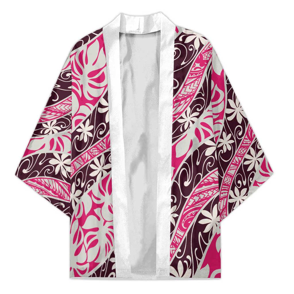 Tarona Tahiti Tiare Monstera Kimono Polynesian Pattern Curve Style - Polynesian Pride