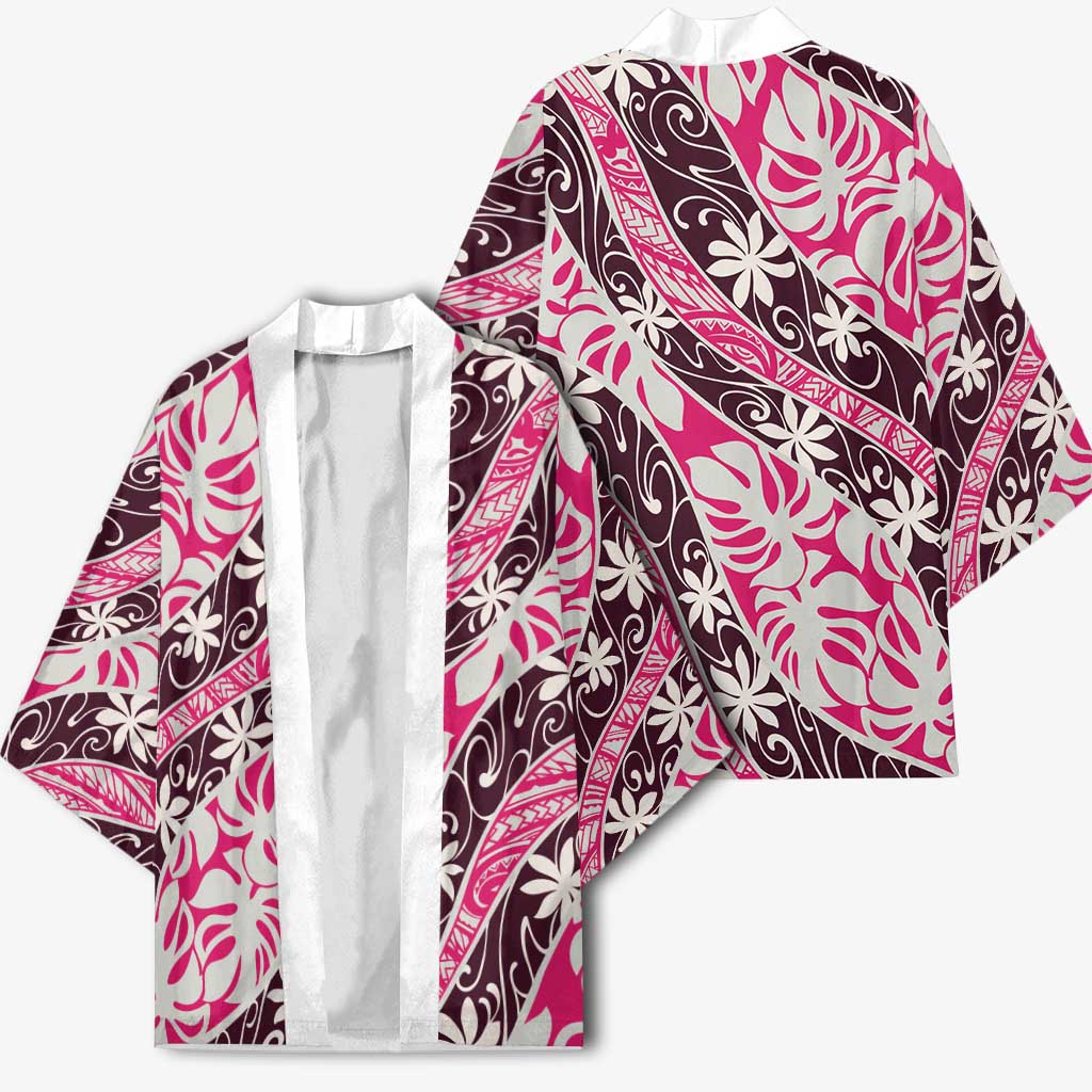 Tarona Tahiti Tiare Monstera Kimono Polynesian Pattern Curve Style - Polynesian Pride