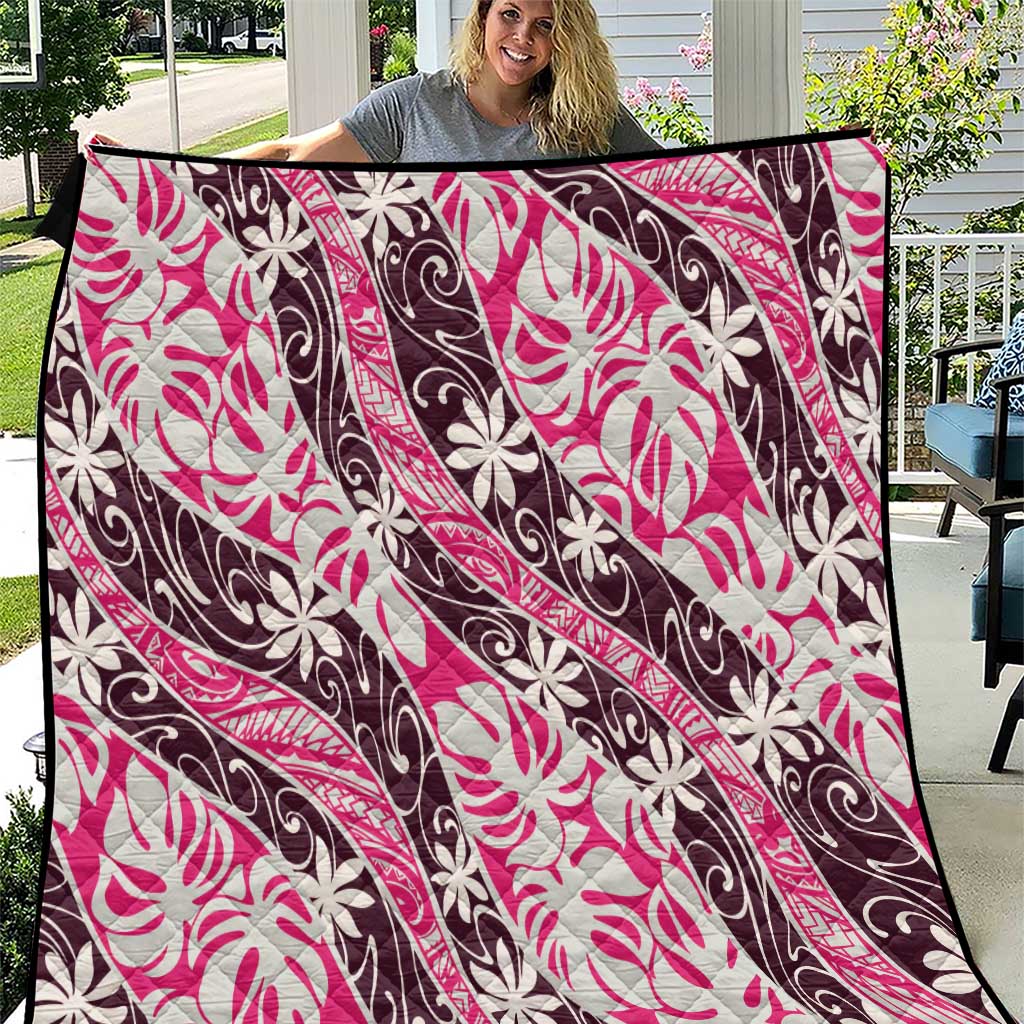Tarona Tahiti Tiare Monstera Quilt Polynesian Pattern Curve Style - Polynesian Pride