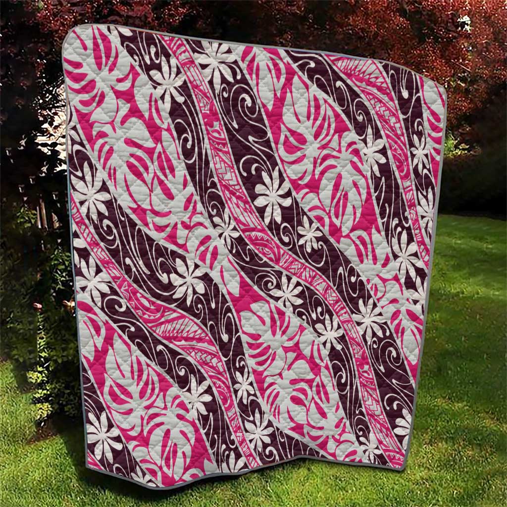 Tarona Tahiti Tiare Monstera Quilt Polynesian Pattern Curve Style - Polynesian Pride
