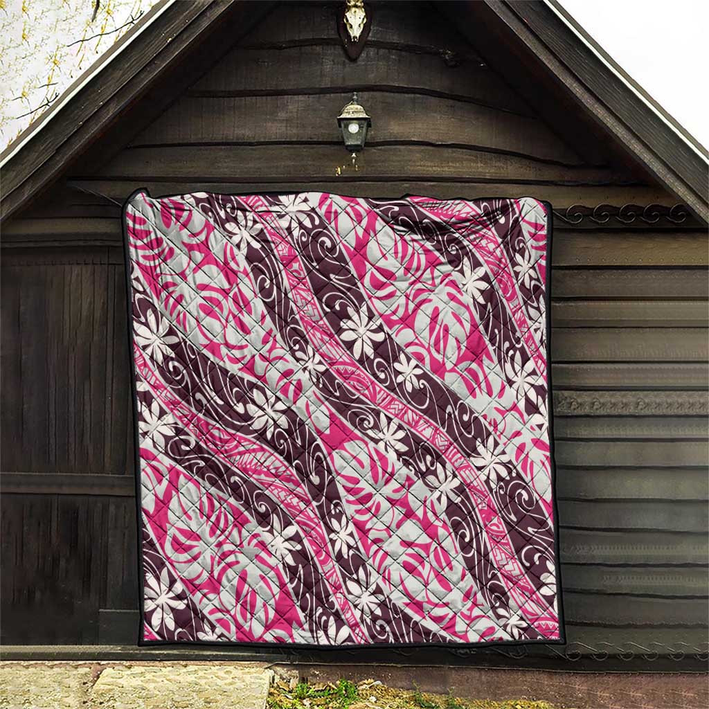 Tarona Tahiti Tiare Monstera Quilt Polynesian Pattern Curve Style - Polynesian Pride