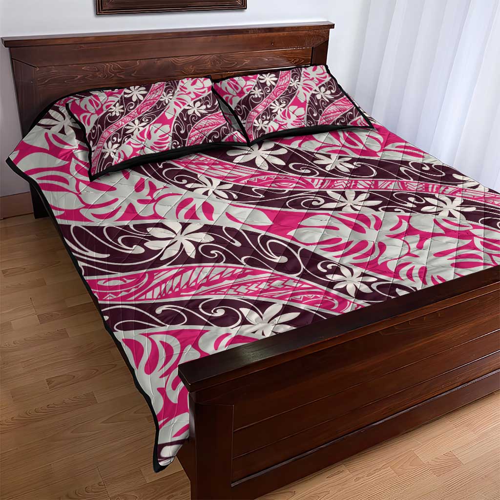 Tarona Tahiti Tiare Monstera Quilt Bed Set Polynesian Pattern Curve Style - Polynesian Pride