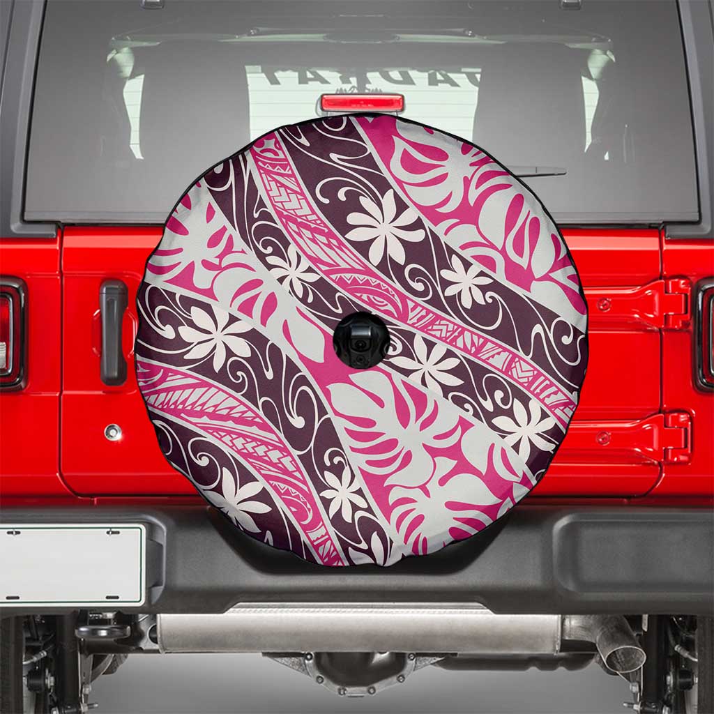 Tarona Tahiti Tiare Monstera Spare Tire Cover Polynesian Pattern Curve Style - Polynesian Pride