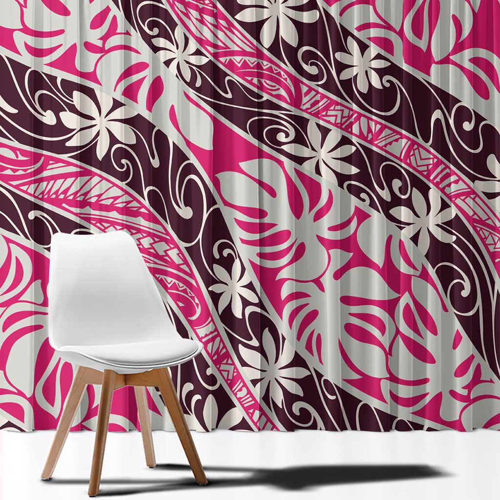 Tarona Tahiti Tiare Monstera Window Curtain Polynesian Pattern Curve Style - Polynesian Pride
