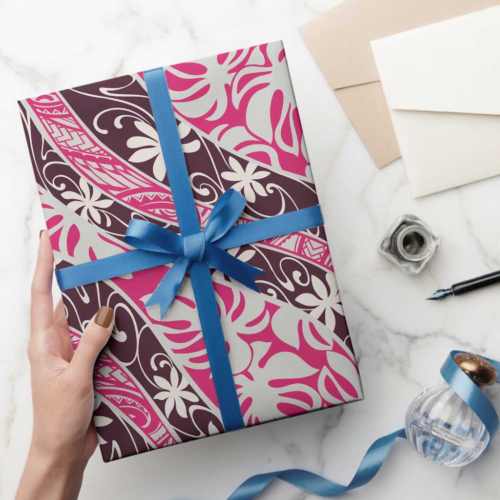 Tarona Tahiti Tiare Monstera Wrapping Paper Polynesian Pattern Curve Style - Polynesian Pride