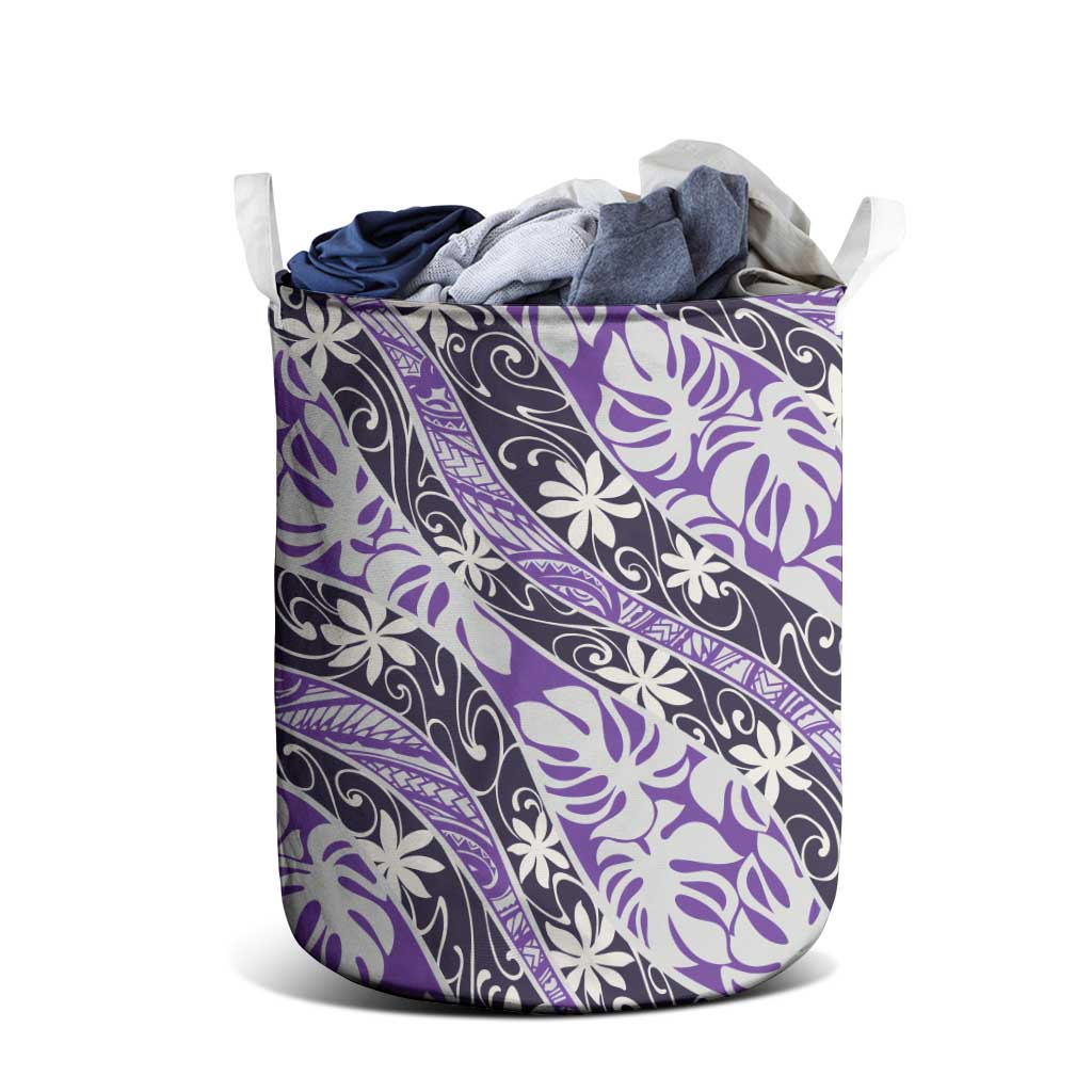 Vareau Tahiti Tiare Monstera Laundry Basket Polynesian Pattern Curve Style - Polynesian Pride