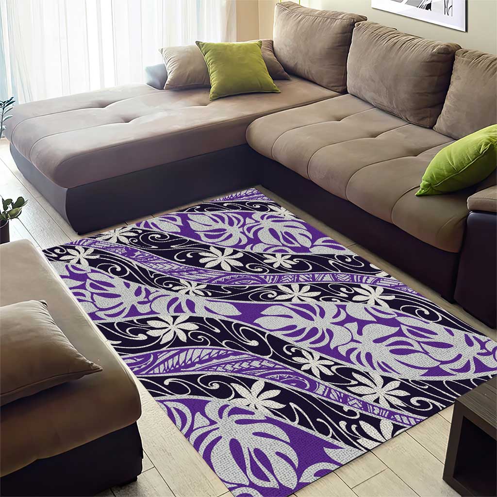 Vareau Tahiti Tiare Monstera Area Rug Polynesian Pattern Curve Style - Polynesian Pride