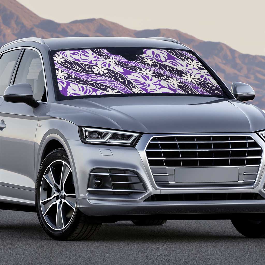 Vareau Tahiti Tiare Monstera Auto Sun Shade Polynesian Pattern Curve Style - Polynesian Pride