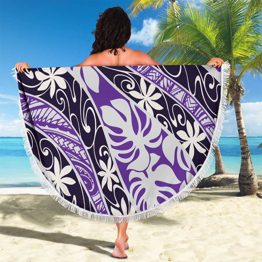 Vareau Tahiti Tiare Monstera Beach Blanket Polynesian Pattern Curve Style - Polynesian Pride