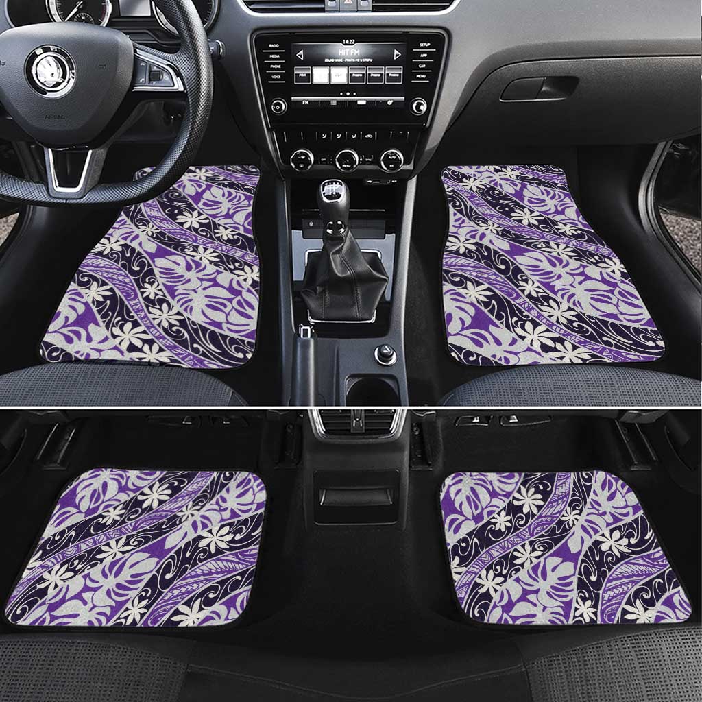 Vareau Tahiti Tiare Monstera Car Mats Polynesian Pattern Curve Style - Polynesian Pride
