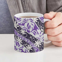 Vareau Tahiti Tiare Monstera Ceramic Mug Polynesian Pattern Curve Style - Polynesian Pride