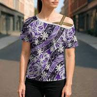Vareau Tahiti Tiare Monstera Cross Shoulder Shirt Polynesian Pattern Curve Style - Polynesian Pride