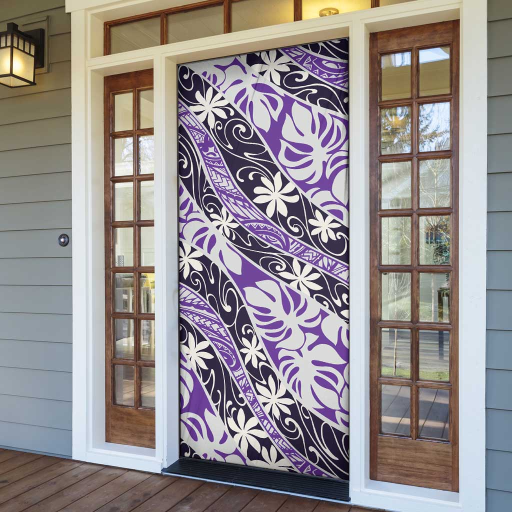 Vareau Tahiti Tiare Monstera Door Cover Polynesian Pattern Curve Style - Polynesian Pride