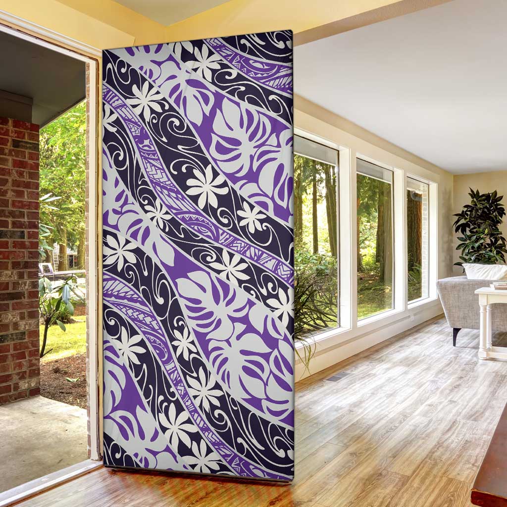 Vareau Tahiti Tiare Monstera Door Cover Polynesian Pattern Curve Style - Polynesian Pride