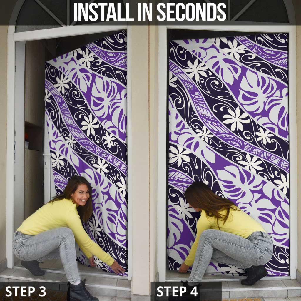 Vareau Tahiti Tiare Monstera Door Cover Polynesian Pattern Curve Style - Polynesian Pride