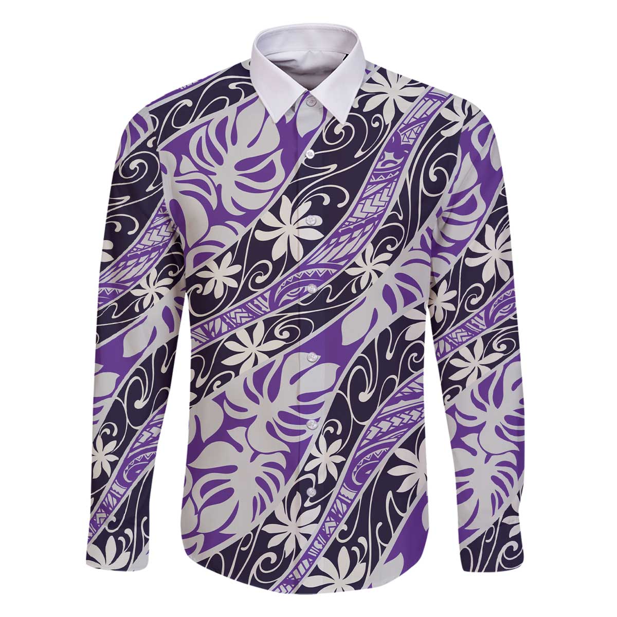 Vareau Tahiti Tiare Monstera Family Matching Off The Shoulder Long Sleeve Dress and Hawaiian Shirt Polynesian Pattern Curve Style - Polynesian Pride