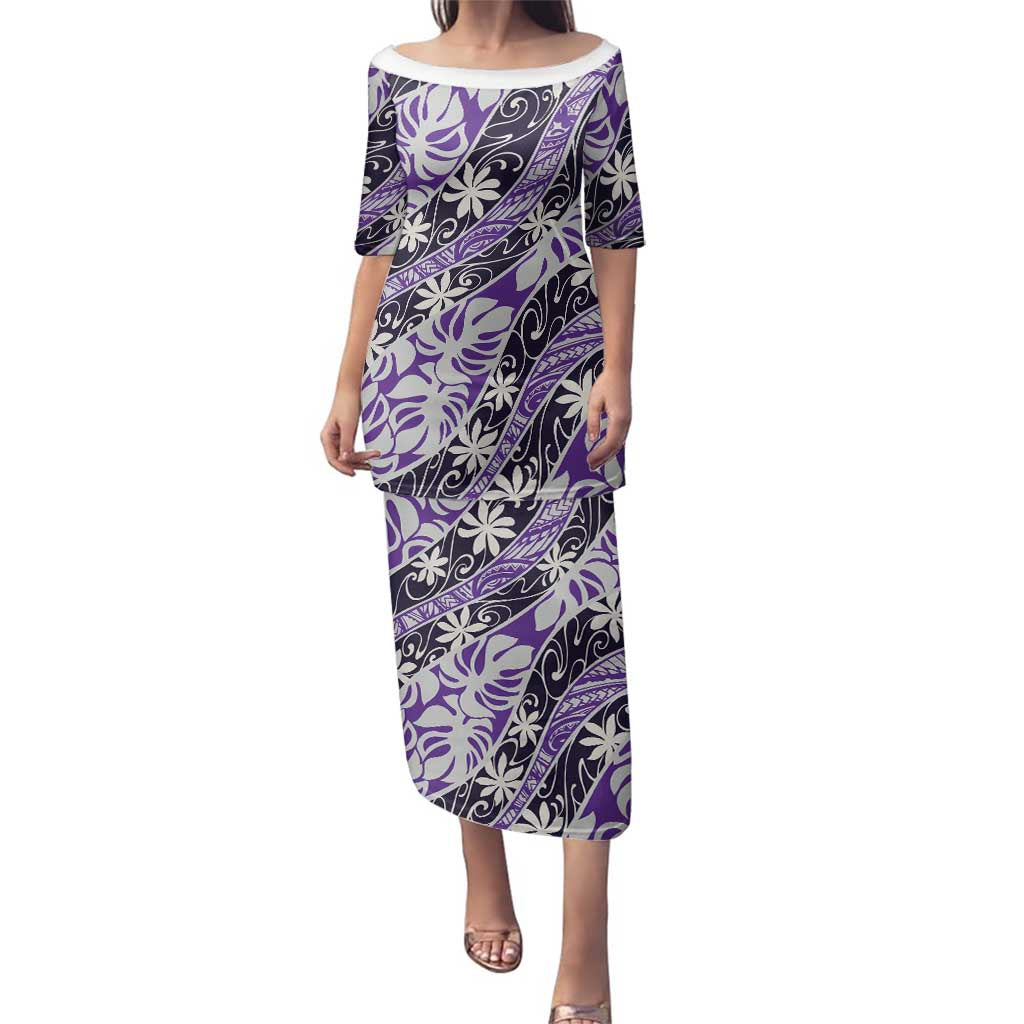 Vareau Tahiti Tiare Monstera Family Matching Puletasi and Hawaiian Shirt Polynesian Pattern Curve Style - Polynesian Pride