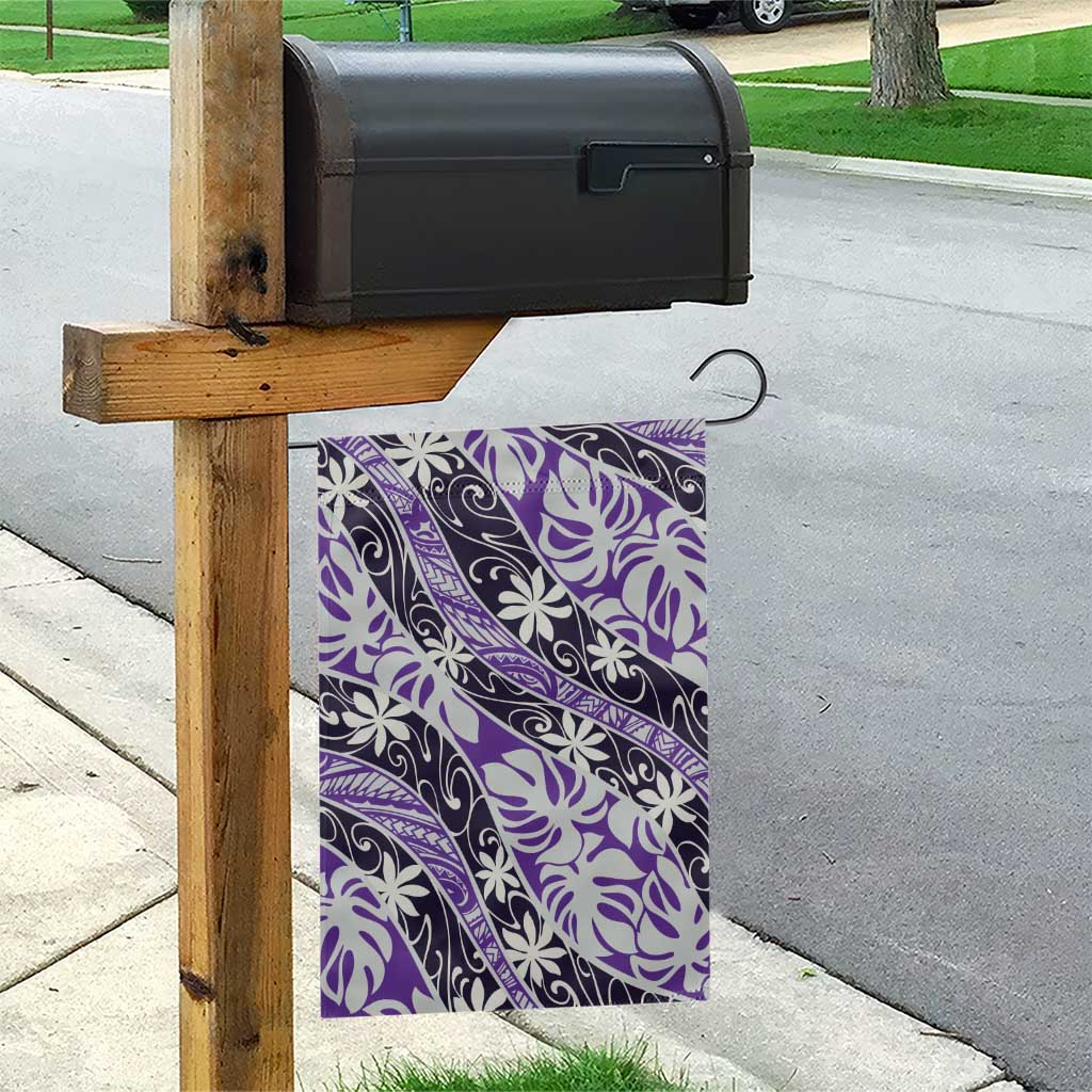 Vareau Tahiti Tiare Monstera Garden Flag Polynesian Pattern Curve Style - Polynesian Pride