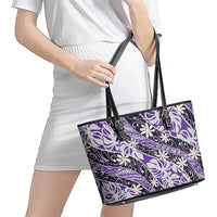 Vareau Tahiti Tiare Monstera Leather Tote Bag Polynesian Pattern Curve Style - Polynesian Pride