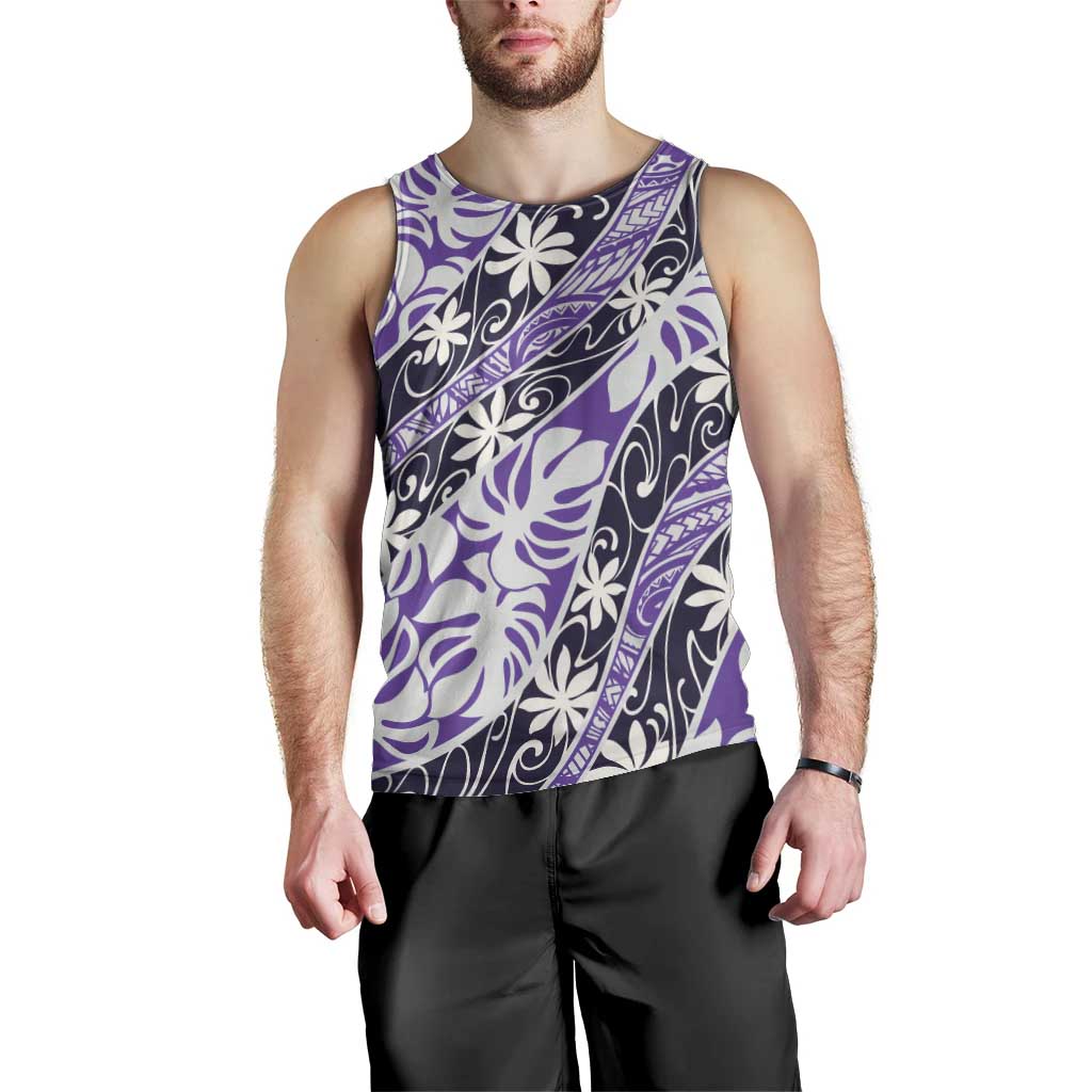 Vareau Tahiti Tiare Monstera Men Tank Top Polynesian Pattern Curve Style - Polynesian Pride