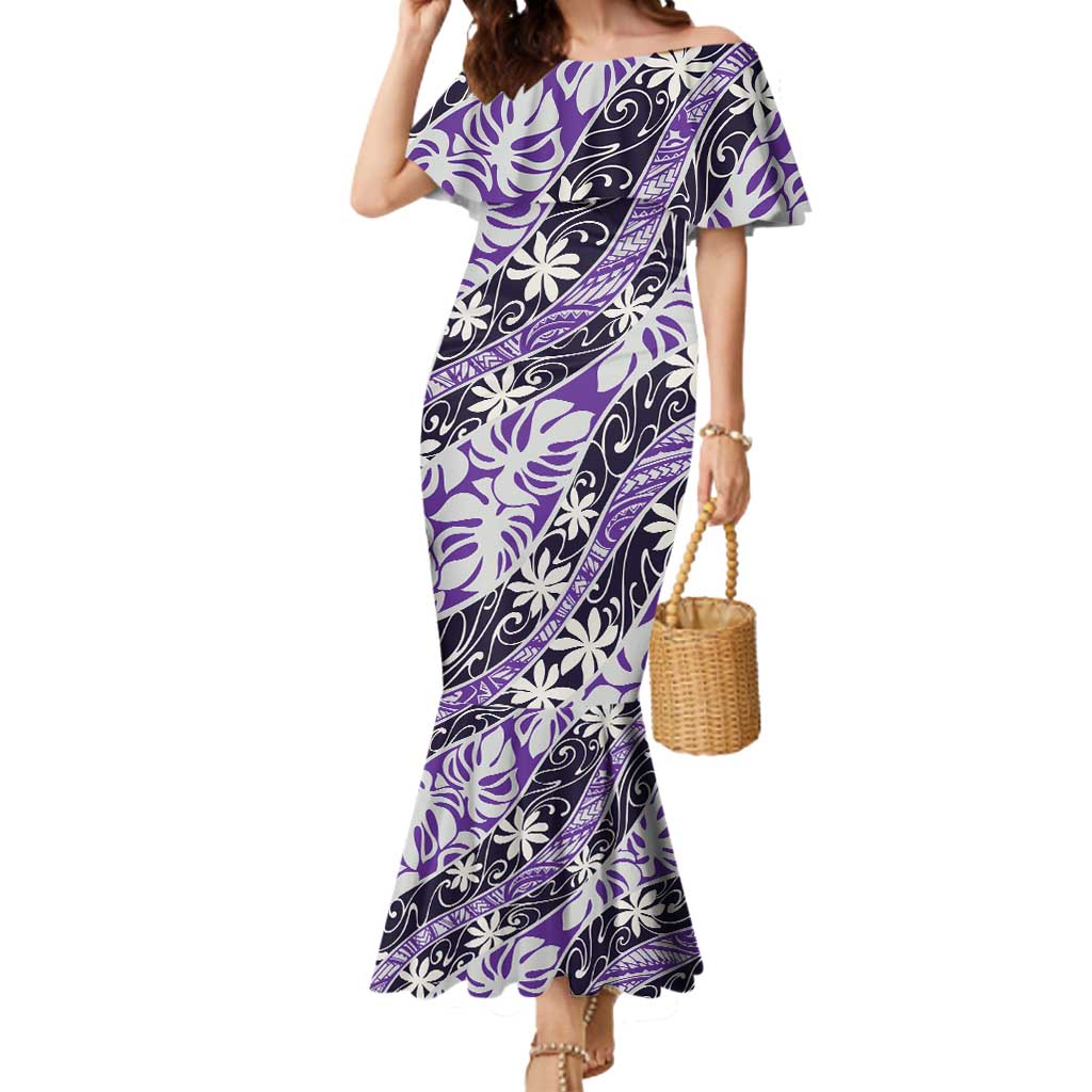 Vareau Tahiti Tiare Monstera Mermaid Dress Polynesian Pattern Curve Style - Polynesian Pride
