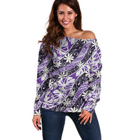 Vareau Tahiti Tiare Monstera Off Shoulder Sweater Polynesian Pattern Curve Style - Polynesian Pride