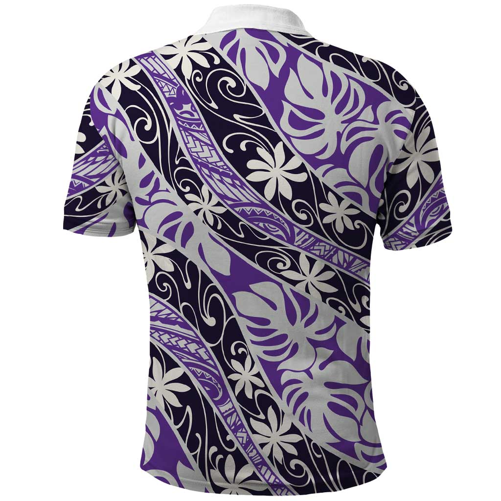 Vareau Tahiti Tiare Monstera Polo Shirt Polynesian Pattern Curve Style - Polynesian Pride