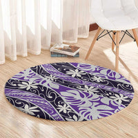 Vareau Tahiti Tiare Monstera Round Carpet Polynesian Pattern Curve Style - Polynesian Pride