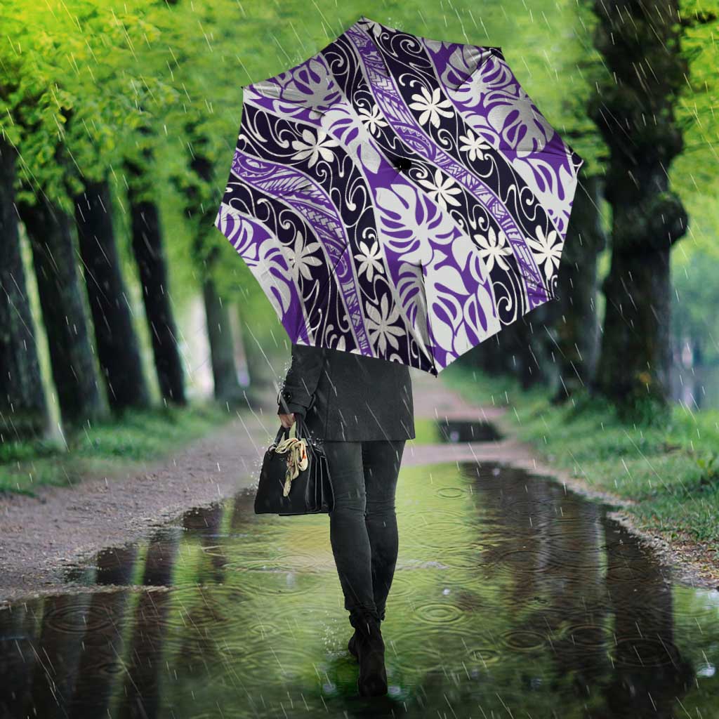 Vareau Tahiti Tiare Monstera Umbrella Polynesian Pattern Curve Style - Polynesian Pride