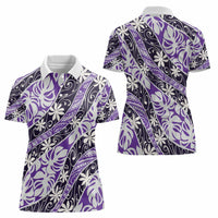 Vareau Tahiti Tiare Monstera Women Polo Shirt Polynesian Pattern Curve Style - Polynesian Pride