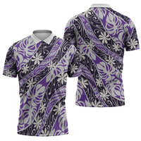 Vareau Tahiti Tiare Monstera Zipper Polo Shirt Polynesian Pattern Curve Style - Polynesian Pride