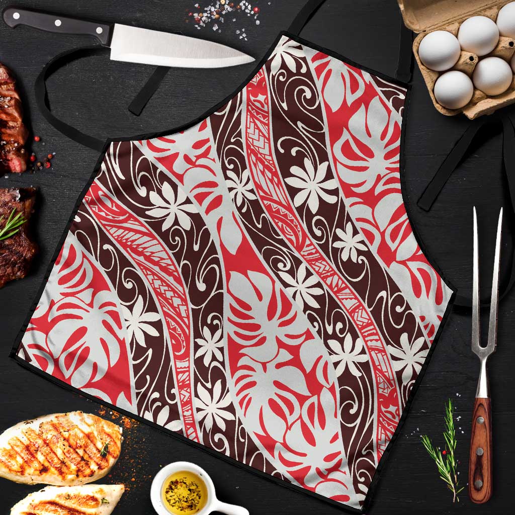 Uteute Tahiti Tiare Monstera Apron Polynesian Pattern Curve Style - Polynesian Pride