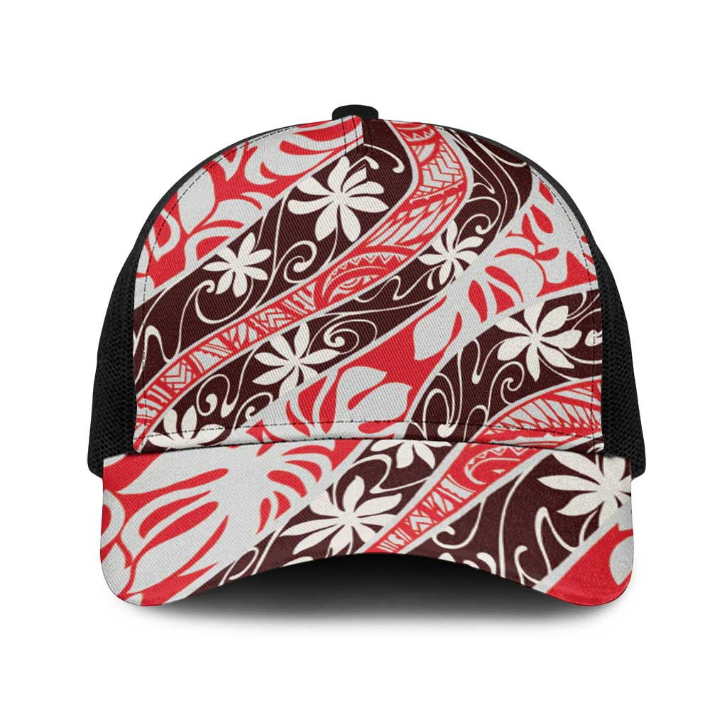 Uteute Tahiti Tiare Monstera Baseball Net Cap Polynesian Pattern Curve Style - Polynesian Pride