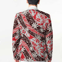 Uteute Tahiti Tiare Monstera Blazer Polynesian Pattern Curve Style - Polynesian Pride